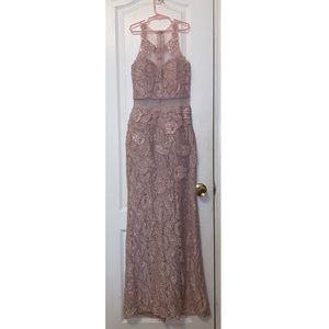 Pink Long Lace Formal Dress